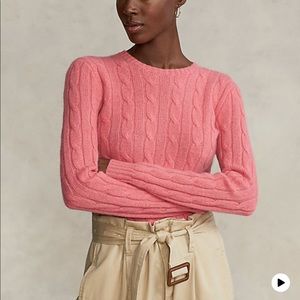 Polo by Ralph Lauren Orange Heather Cable Knit Cashmere Sweater Sz Small BNWT